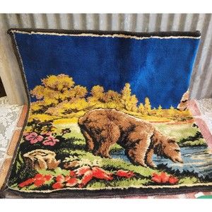 Vintage Bear Tapestry Made in Italy Boho Chic Decorative Wall Hanging Rug